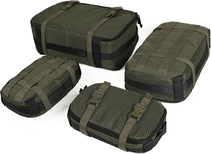 4 Set Tactical Packing Cubes ，Compressible Mesh Duffle Storage Bag,Portable Edc Molle Pouch Organizer. by CASONMMAX