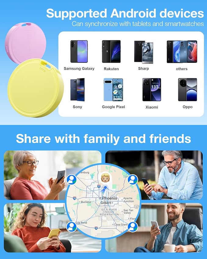 Air Tags for Android,Air Tags-4 Pack Android,Air Tracker Tags with 4 Case,2 Year Battery Life,Google Find Trackers for Google'S Find Hub App,IP65 Waterproof Luggage Tracker for Key,4 Colour - Image 6