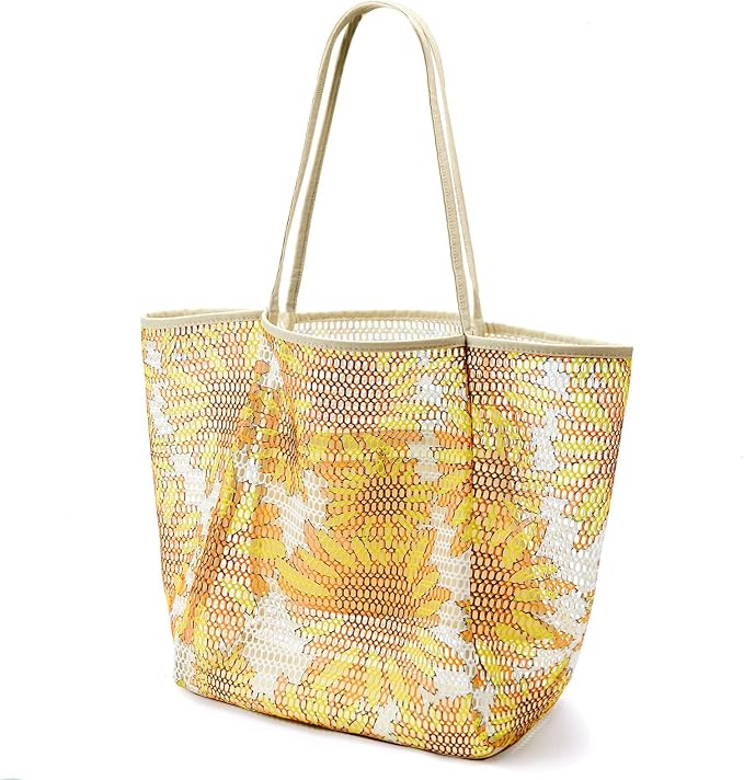 KALIDI Beach Mesh Tote Bag, Casual MAX 23L Summer Foldable Hobo Bag Women | Sandproof Widen Strap Large Shoulder Bag For Lake Pool Vacation Travel Picnic Grocery Market Shopping Carrier by KALIDI