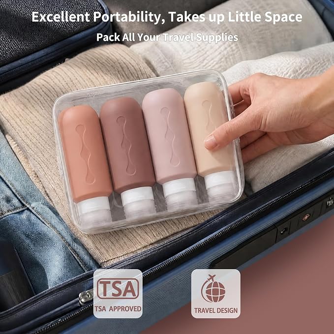 Gemice Travel Bottles for Toiletries, Tsa Approved Travel 6oz Size Containers with Clear Bag, BPA Free Leak Proof Travel Tubs Refillable Liquid Travel Accessories for Cometic Shampoo Lotion - Image 4