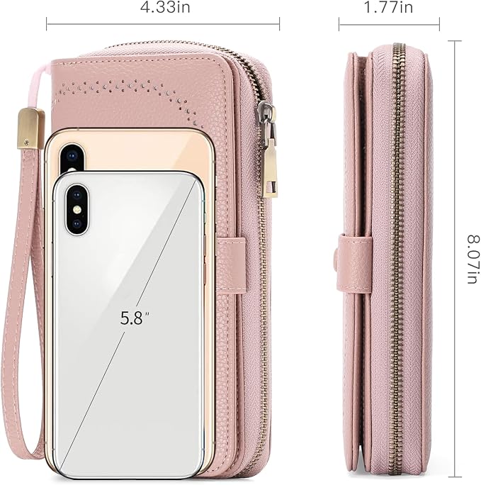 GAEKEAO Leather Credit Card Holder Wallet for Women RFID Blocking Large Capacity Bifold Zipper Card Case Organizer with Wristlet 45 Slots - Image 3