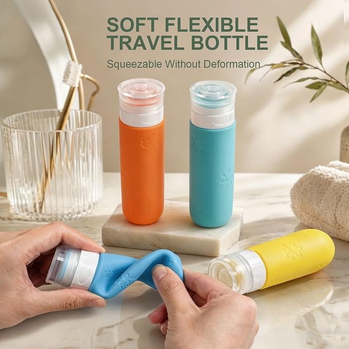 16 Pack Travel Bottles for Toiletries, Silicone TSA Approved-Containers for Toiletries, 3oz Silicone Travel Bottles Set Leak Proof Refillable Liquid, Shampoo and Conditioner Travel Toiletry Bottles - Image 6