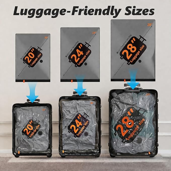 Travel Vacuum Bags with Cordless Electric Pump, 12 Combo Compression Packing Cubes for Clothing Clothes, Luggage Suitcase Organizer, Space Saver Vacation Cruise Travel Essentials - Image 4