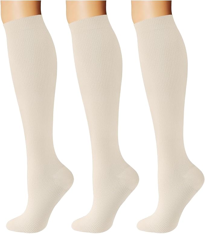Breslatte Compression Socks for Women Men 15-20 mmHg | Graduated compression stockings knee high athletic support socks for travel running flying nurse pregnant by Breslatte