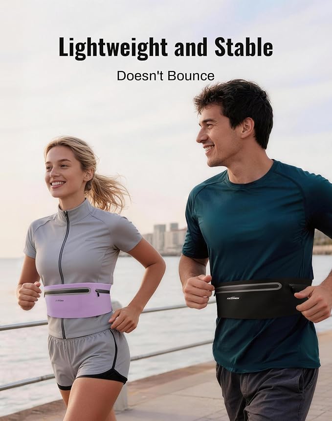 Running Belt for Women & Men-Ultra Light Slim Running Belts | Water-Resistant Phone Holder, 8 Pockets, Adjustable Waist Strap & Reflective Safety for Running, Hiking & Fitness - Image 7