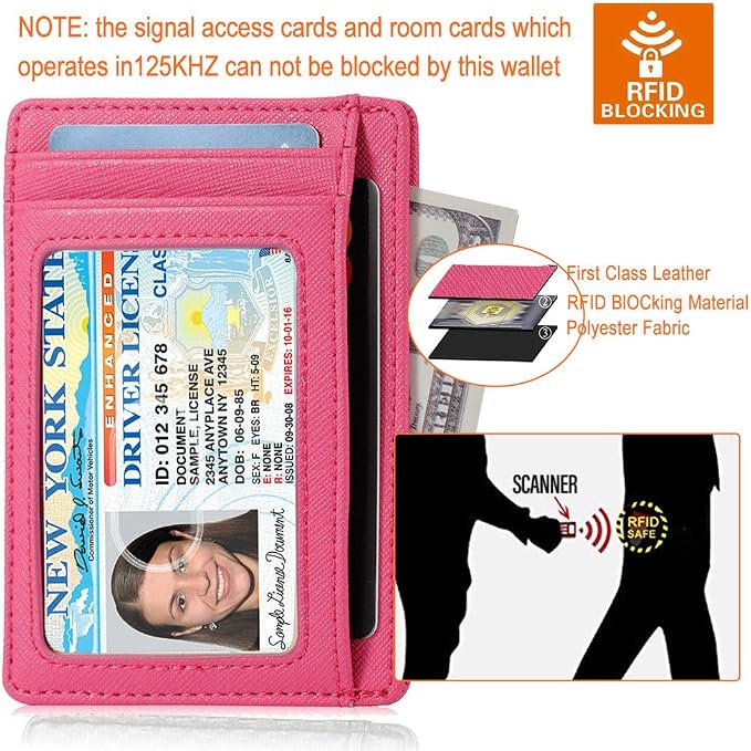 GH GOLD HORSE Slim RFID Blocking Card Holder Minimalist Leather Front Pocket Wallet for Women | Slim - Image 5