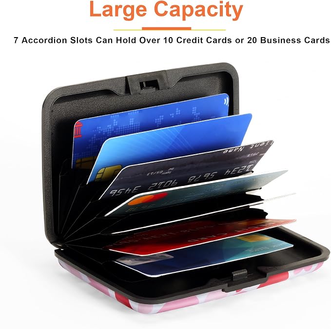Credit Card Holder for Women RFID Blocking Wallet, Heartfelt Valentine's | Card Wallets for Women Small Mini Business Metal Accordion Aluminum Alloy Hard Case for Men - Image 4