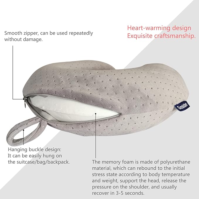 Memory Foam Travel Pillow, Comfortable Travel Neck Pillow U Shape, Support Neck and Head to Relieve Fatigue, Portable Neck Pillow Suitable for Planes, Trains, Self-Driving Cars - Image 4
