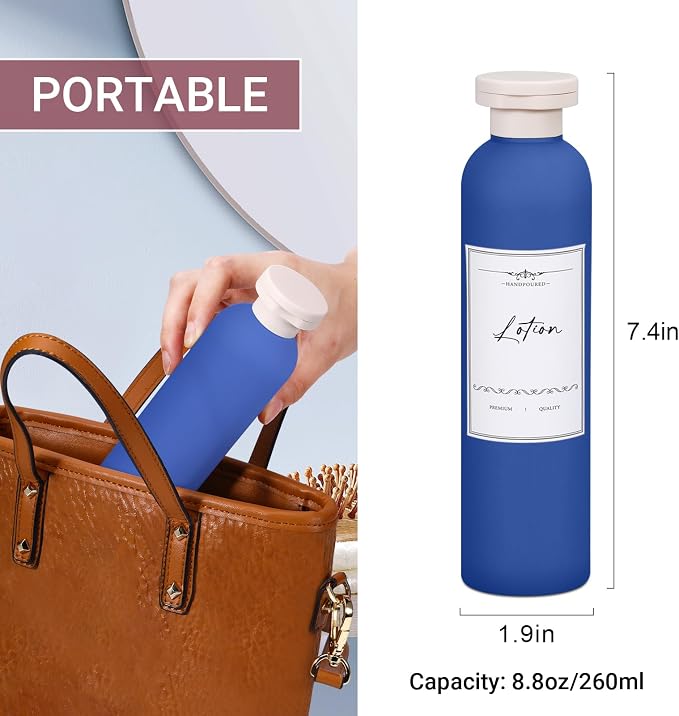 Travel Shampoo Bottle, Empty Plastic Squeeze Bottles 8.8oz with Flip Cap, Lotion Container for Toiletries Travel Size Shampoo and Conditioner - Image 3