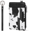 BOSTANTEN Credit Card Holder RFID Small Wallet for Women with Keychain | Slim, Wristlet, Zipper Coin Pocket, Pocket-Friendly, Vegan Leather, Minimalist, Gifts, Cow Print by BOSTANTEN