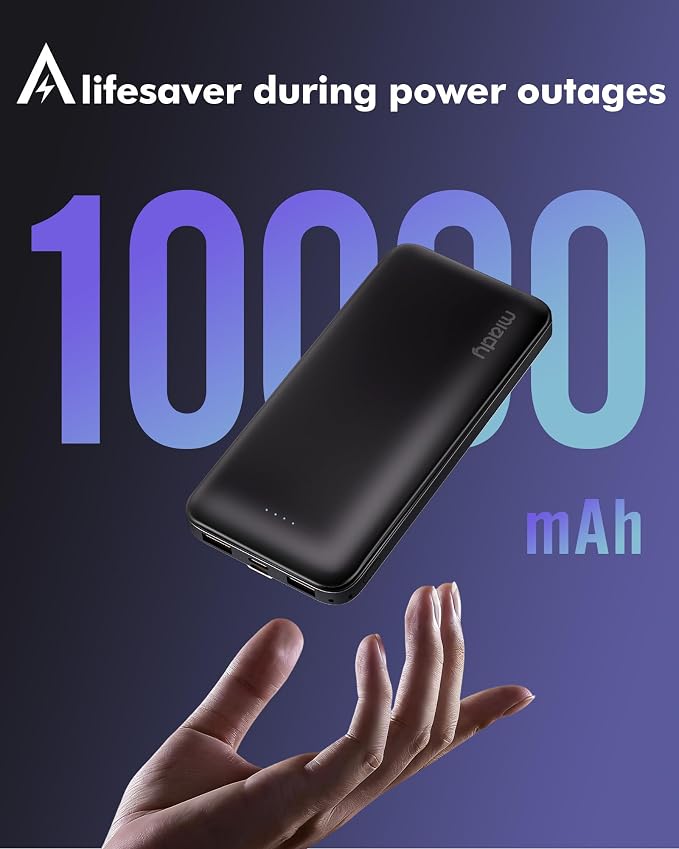 Miady 2-Pack Portable Charger, Slim 10000mAh Power Bank Travel Battery Pack | Dual USB丨3 Outputs 2 Inputs丨for Backpack Travel Camping丨Slim丨Compatible with iPhone Android etc丨Flight-Safe丨37Wh丨Blue+Pink - Image 6