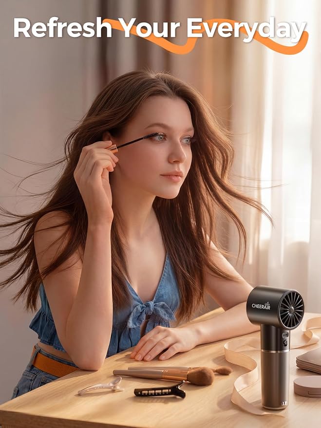 Handheld Portable Fan, 6-Speed Rechargeable Powerful Mini Fan | 5000mAh Battery Up to 15 Hours Runtime, Smart LED Display, Pocket Turbo Personal Fan for Travel, Camping, Makeup - Image 6