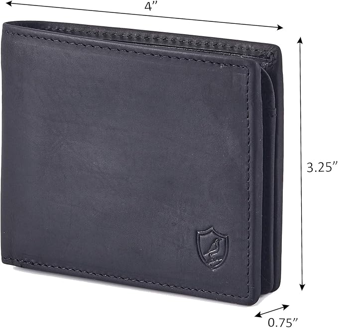 Wallet for Men Slim RFID Blocking Leather Bifold Minimalist 2 ID Windows Gift Box Carteras Para Hombres (CRAZY HORSE, BLACK) - Image 3