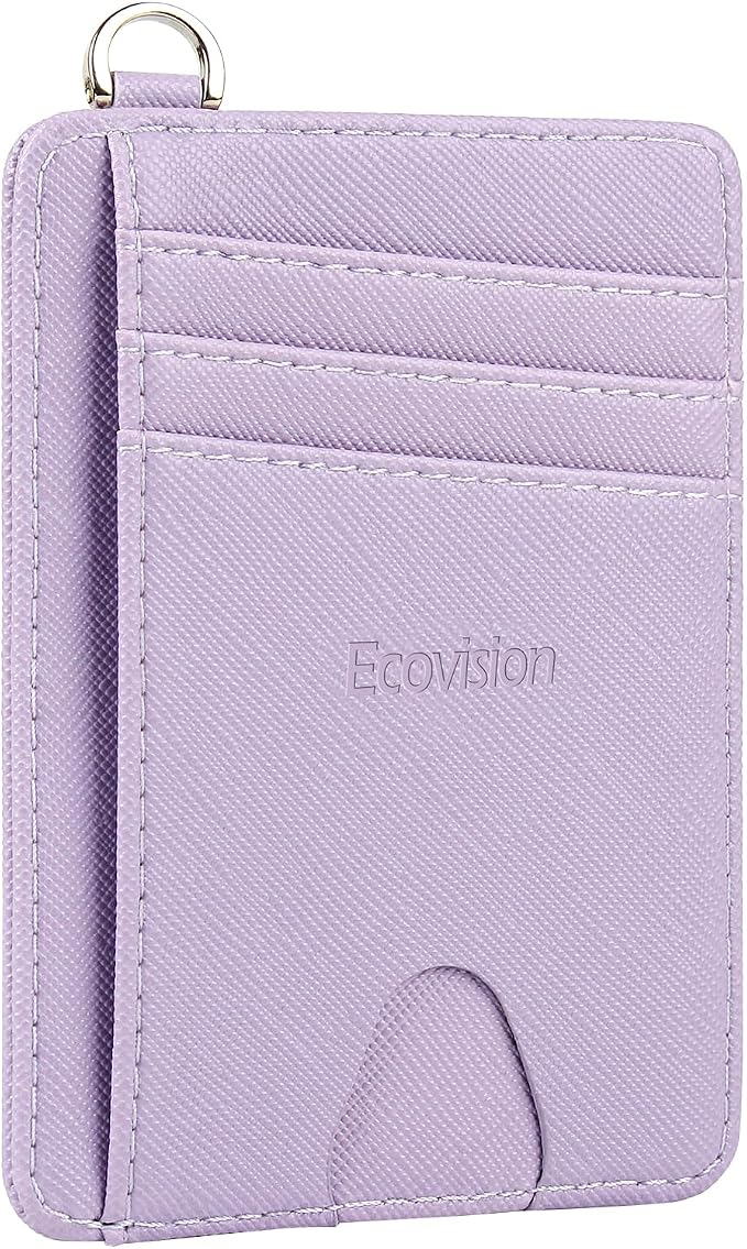 Slim Minimalist Front Pocket Wallet, RFID Blocking Credit Card Holder Wallet with Detachable D-Shackle for Men Women - Image 2