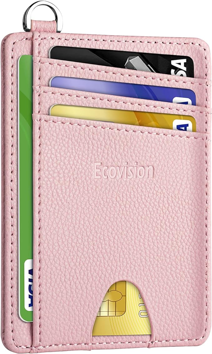 Slim Minimalist Front Pocket Wallet, RFID Blocking Credit Card Holder Wallet with Detachable D-Shackle for Men Women by Ecovision