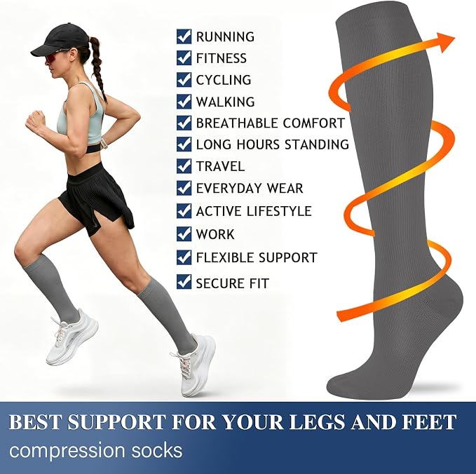 Sooverki Compression Socks for Women and Men Circulation (3/4 Pairs) is Best Support for Running Athletic Cycling Hiking - Image 6