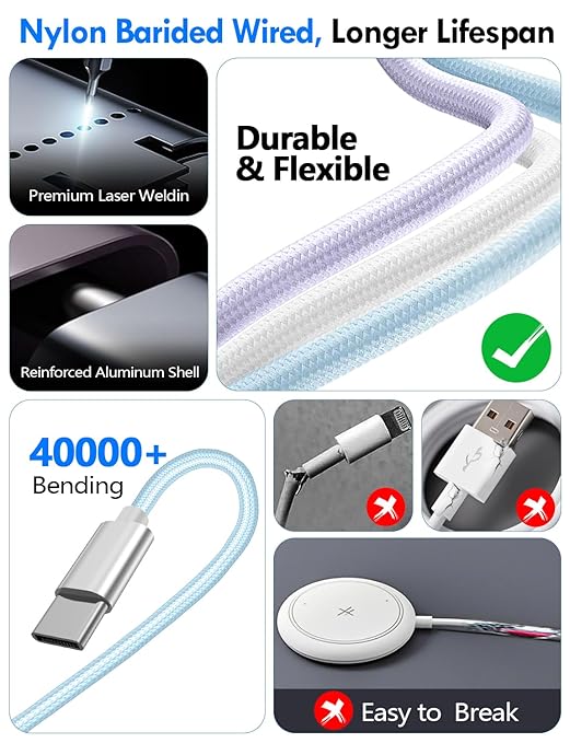 Travel Essentials for Apple Watch Charger,iPhone Charger,3 in 2 Type C/Lightning/Magnetic Travel Charging Cable,Portable Multi Charging Cable for Apple Watch, iPhone 17‑11,Samsung S26,Car,iPad-5FT - Image 5