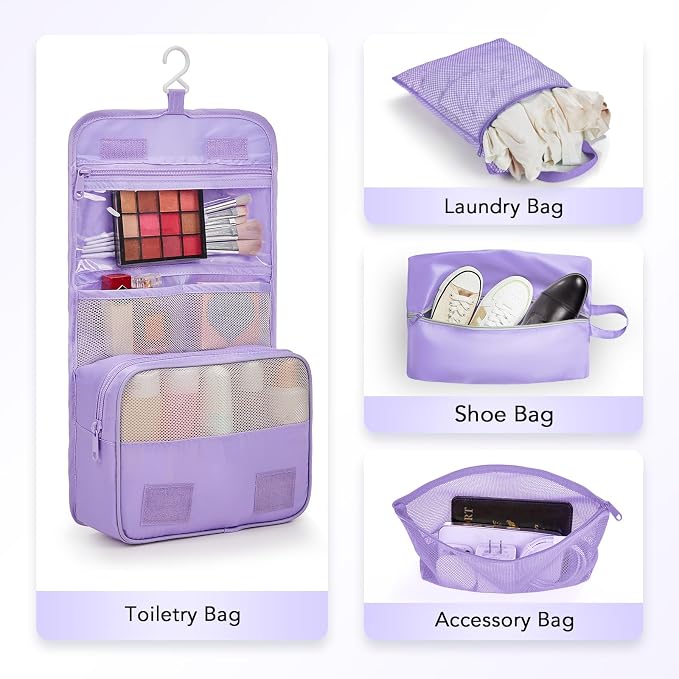 OlarHike 10 Set Compression Packing Cubes for Travel Essentials,Compressible Expandable Space Saver Bags for Organizing Clothes,Luggage Garment Bags with Over 1000 pcs Mesh Holes(Light Purple) - Image 5