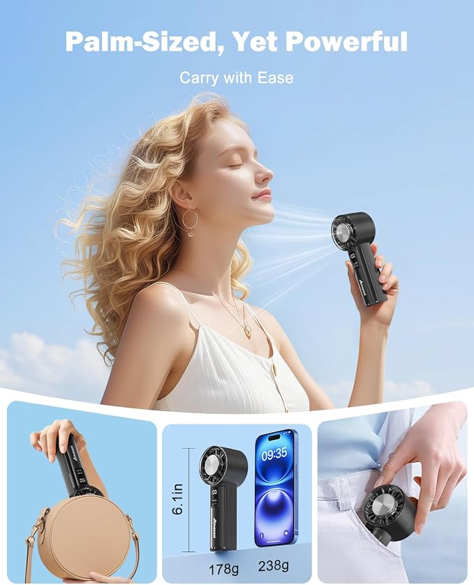 AMACOOL Handheld Fan with Ice Cooler, Mini Portable Fan Rechargeable, 18Hrs Cooling, 0-100 Adjustable Speed, Small Yet Powerful, Personal Hand Fans for Travel, Beach, Outdoor, Makeup, Gifts for Women | Gifts for Mom Her Women Girl, Small Yet Powerful, ... - Image 5
