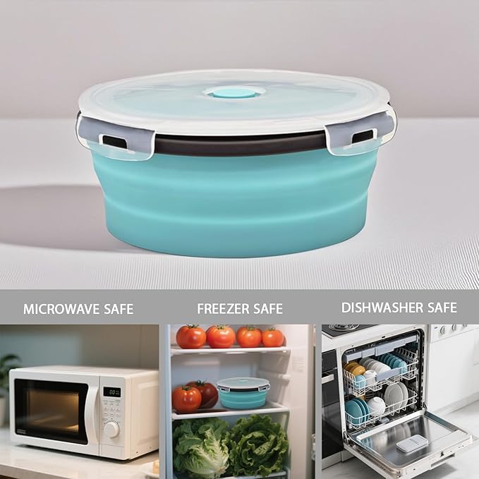 8 Collapsible Food Storage Containers, Silicone Collapsible Food Storage Containers, Collapsible Food Storage Silicone, Rv Collapsible Bowls, Collapsible Storage Containers for Food Camping - Image 4