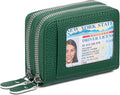 RNIEGA Credit Card Holder Wallet RFID Blocking Leather Small Wallet for Women Double Zipper Wallet with ID Window by RNIEGA
