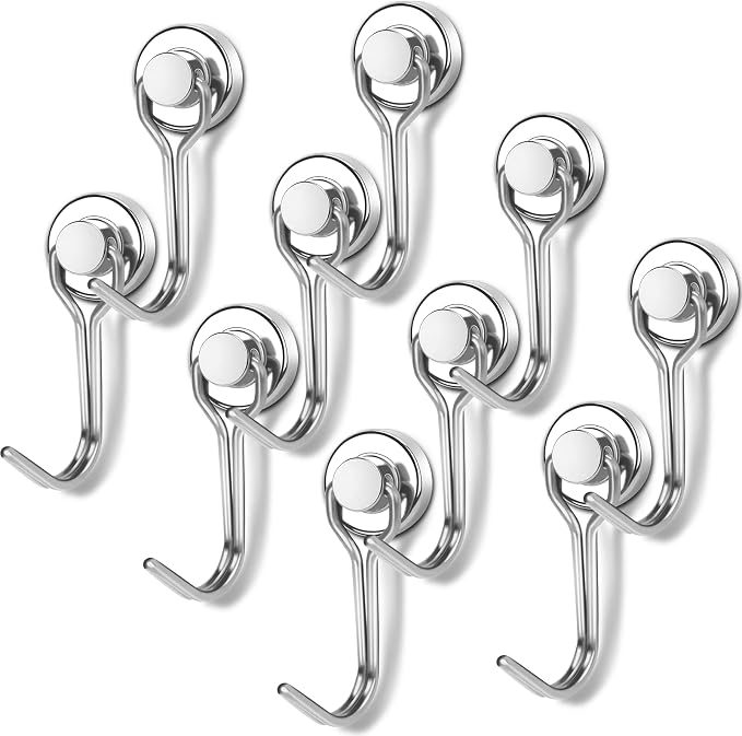 Swivel Swing Magnetic Hooks,10PCS 30LB Refrigerator Magnet Hooks | Heavy Duty Strong Magnets Refrigerator Fridge Hanging for Classroom Beach Vacation Kitchen Grills Home - Image 2