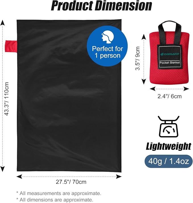 Odoland Sandproof Beach Blanket, Waterproof Portable Mat with Carry Pouch | 43.3“x27.5” Quick Drying & Foldable Lightweight Sand Free Beach Mat Tarp for Hiking, Camping, Travel, Red - Image 3