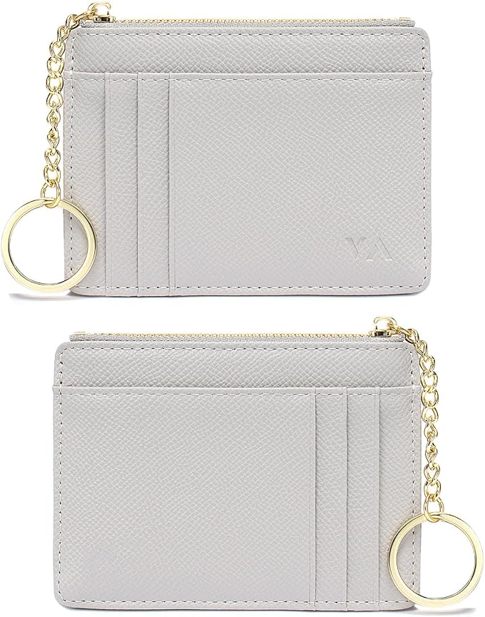 Valentoria Slim RFID Blocking Card Holder Small Pocket Wallet Keychian Zipper Coin Purse Mini Cash & Coin & Cards Case for Women Men | Slim by VALENTORIA