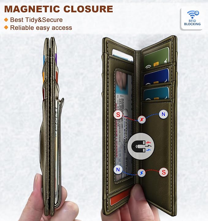 BULLIANT Magnetic Slim Leather Airtag Wallet Money Clip For Men 12Cards | RFID Blocking | Easy Access | Gift Boxed | Pocket Fit - Image 2