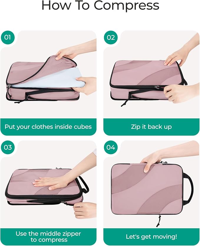 BAGSMART Compression Packing Cubes for Travel | Lightweight suitcase organizers bag set, space-saving double zipper expansion for carry-on luggage & travel organization - Image 4