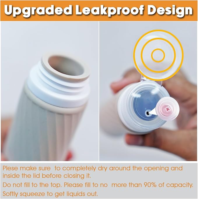 Laxen 5 Pack Travel Bottles for Toiletries with Clear Bag, Leak Proof, Refillable, TSA Approved Silicone Travel Containers for Shampoo and Conditioner, Travel Essentials Toiletry Bottles - Image 5