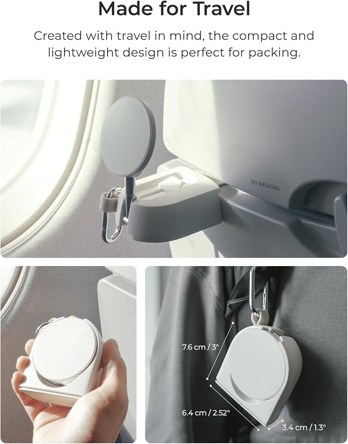 iOttie Treker Travel Essentials Magnetic Airplane Phone Holder with 360° Rotation Swivel Head and Magnetic Ring Adapter for Universal Compatibility with MagSafe, Qi2, iPhone, and Android Smartphones - Image 2