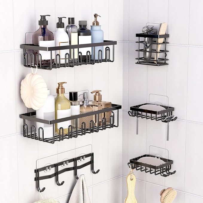 4 Pack Shower Caddy Replacement Strong Hooks, No Drilling Shower Shelf for Caddy, Soap Holder and Kitchen Racks (Clear 3 Hooks) - Image 7