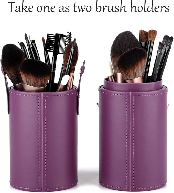 Narwey Makeup Brush Holder Travel Brushes Case Bag Cup Storage Dustproof for Women (Purple) - Image 7