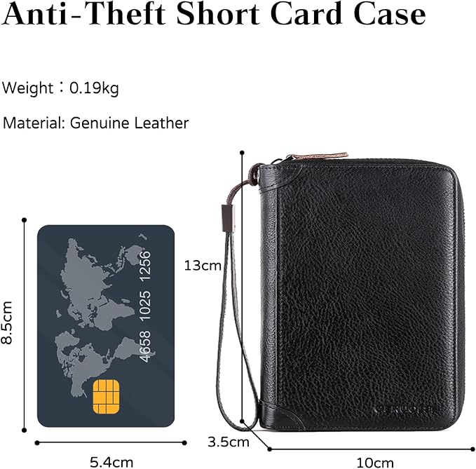 Card Bag Cowhide Wallet Men Coin Purse RFID Blocking Card Case Portable Card Holder Coin Bag Pouch with 12/20/30/45 Card Slots Black C - Image 3