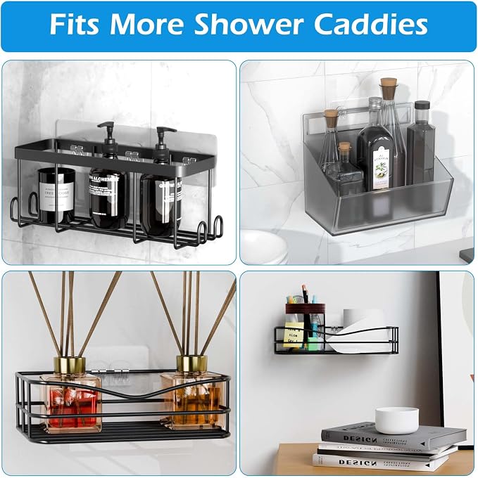 12 Pack Shower Caddy Adhesive Replacement, Shower Adhesive Strips, Strong Adhesive Hooks, Waterproof Sticker, No Drilling, for Bathroom Shelf and Kitchen Racks - Image 7