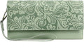 GOIACII Wristlet Wallets for Women RFID Blocking Western Clutch Green | Embossed Leather, Vintage Design, Trifold, Large Billfolds, Ladies Purses with Zipper Coin Pocket by GOIACII