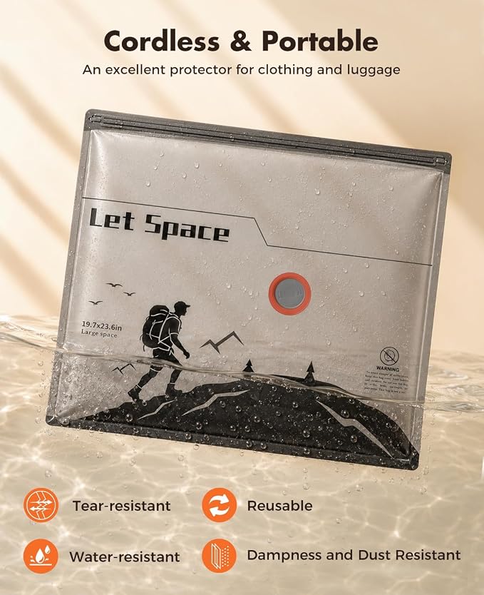 Vacuum Storage Bags with Electric Pump, 60kPa Professional Suction Vacuum Seal Bags for Clothing and Bedding, Travel Vacuum Bags with Portable Cordless Pump, Space Saver Bags 15 Jumbo Set - Image 4