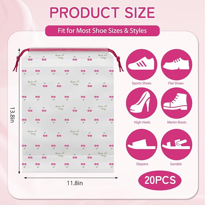 Shoe Bags for Travel, Waterproof Drawstring Shoe Bags for Packing | 13.8" x 11.8" Large Dustproof Portable Travel Shoe Storage Bags Travel Essentials Women - Image 2