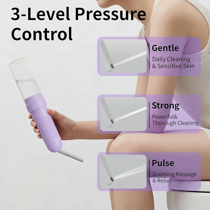 Portable Bidet for Travel,Personal Hygiene Sprayer Bottle for Women Men | Mobile Bidet Portable for Toilet,Electric Handheld High-Pressure Foldable USB-C Battery-Powered - Image 5