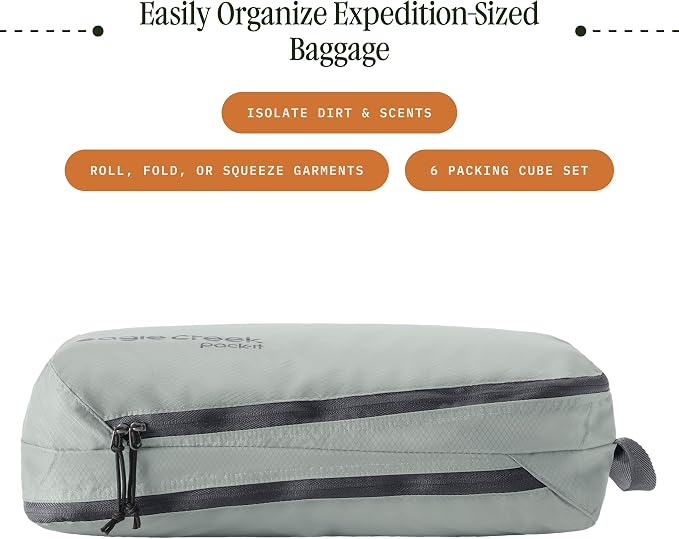 Eagle Creek Pack-It Isolate Extended Stay Set, Storm Grey | Includes Shoe Sack, Medium Clean/Dirty Cube, 2 Medium Isolate Cubes, and 2 Large Cubes, Travel Essentials - Image 2