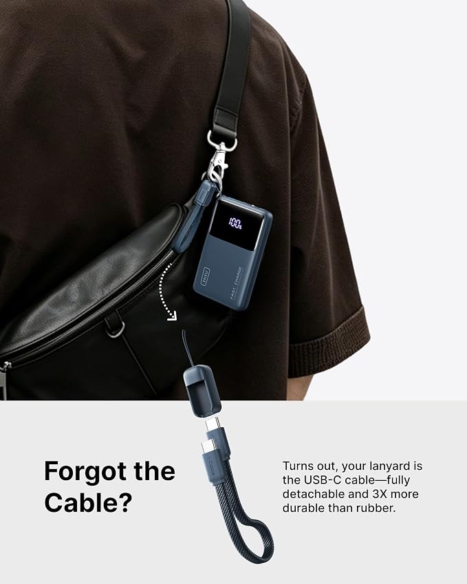 INIU Power Bank, Compact 10000mAh 45W PD Fast Charging Portable Charger | Detachable USB-C Cable, Stand, Flight-Safe, Travel, Flashlight, Battery Pack for iPhone 17 16, Samsung S26, iPad etc - Image 4