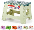 Folding Step Stool 9 Inch for Kids, 300 lbs, Bicolor Green | Lightweight Plastic Small Foldable Step Stool with Handle, Non-Slip, for Kitchen, Bathroom, Bedroom and Closet by ACSTEP