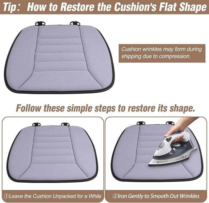 2PCS Car Seat Cushion Pad 1.2" Thick Comfort Seat Protector for Car Driver Seat Office Chair Home Use Memory Foam Seat Cushion with Non Slip Bottom, 20'' x 18.5'', Gray - Image 8