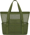 Mesh Beach Tote Bag Large Capacity Pool Gym Laundry Tote Foldable with Pockets Lightweight Travel Bag by HEROWORLD