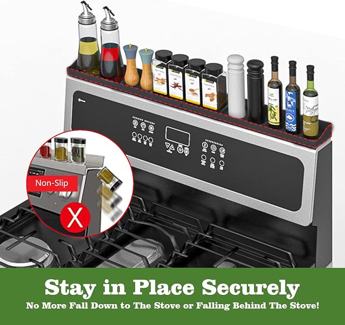 Stove Top Shelf 30 Inch-Silicone Material Magnetic Shelf for Stove-two part | 3 Functional Partitions,Heat Resistant Kitchen Spice Rack Organizer - Image 5