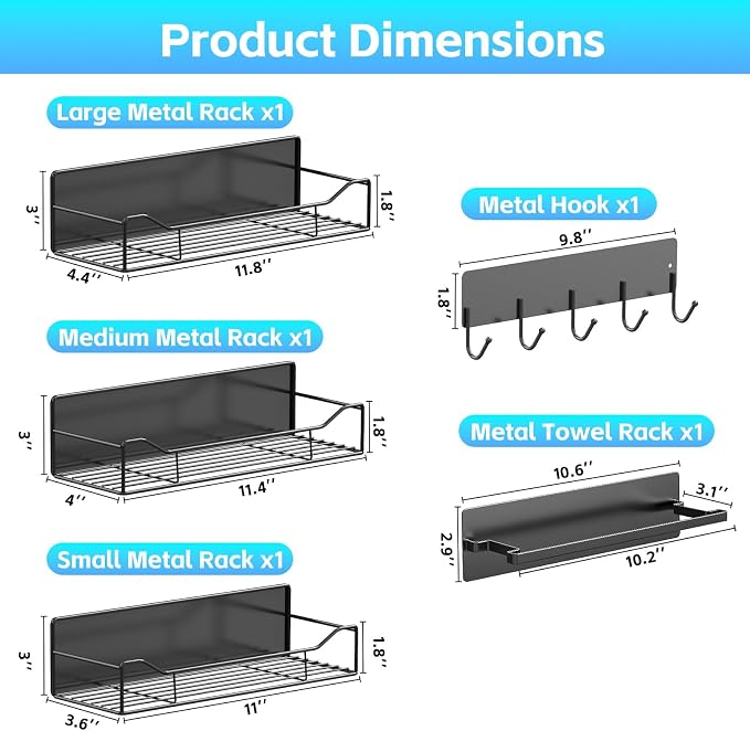 5 Pack Multifunctional Magnetic Shelves for Refrigerator Spice Rack & Washing Machine Organize (V style, Black) - Image 2