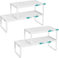 SONGMICS Spice Rack, Expandable Kitchen Countertop Shelf, Steel | Set of 4 small cupboard organizers, space-saving tabletop shelves, Matte White, UKCS404WC01 by Unknown