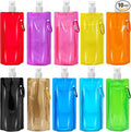 10 Pcs Foldable Water Bottle, 480ml, Collapsible, Leak Proof | Reusable Drinking Bags, BPA Free, with Carabiner for Travel, Gym, Camping, Hiking by Erinnmy