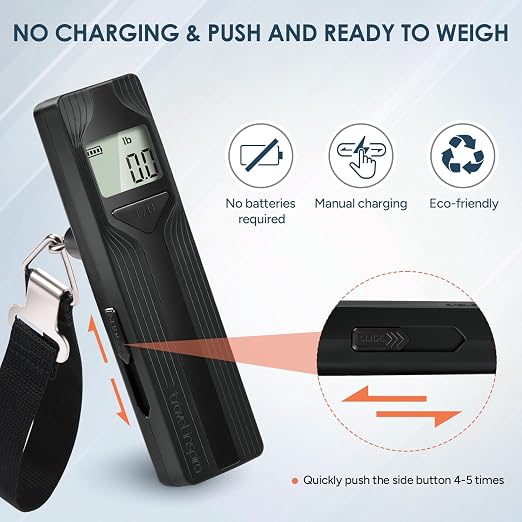 Battery-Free Luggage Scale – No Batteries Needed, Portable Digital Hanging Suitcase Weight Scale for Air Travel & Checked Bags, 110lb/50kg, LCD Display, Compact Travel Accessory - Image 3